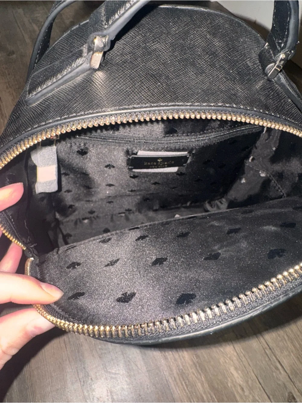 kate spade Black Saffiano Leather Mini Backpack with Gold Hardware
